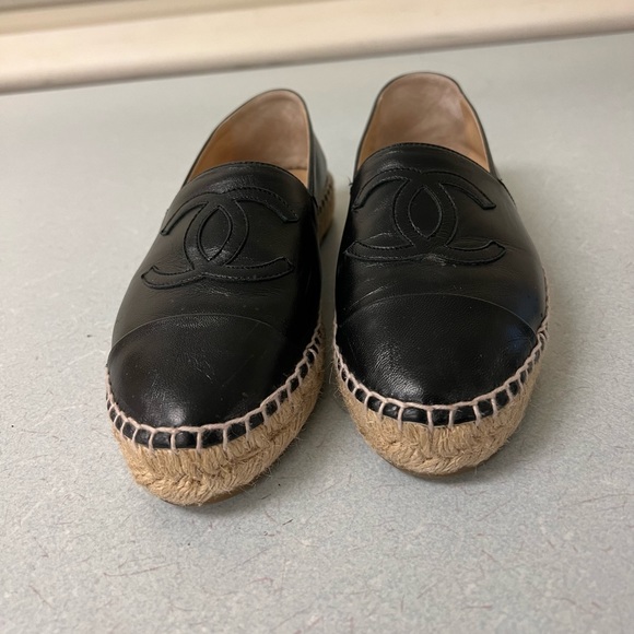 100% AUTHENTIC CHANEL ESPADRILLES BLACK SIZE 7 - Authentic - Picture 5 of 6